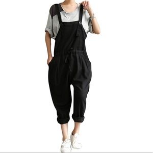 Adjustable Sleeveless Plus Size Linen Overalls